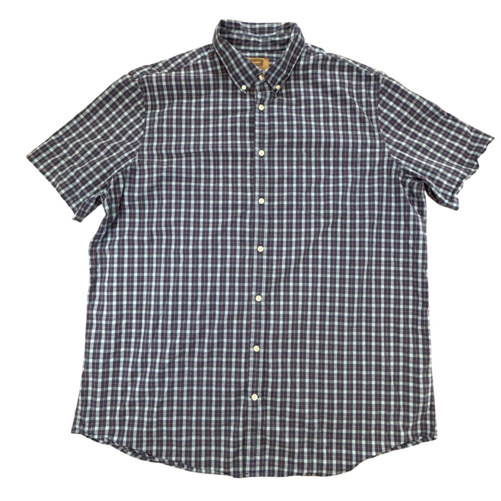 The Foundry Supply Co Mens 2XLT Plaid Button Down Comfort Stretch Blue Tall